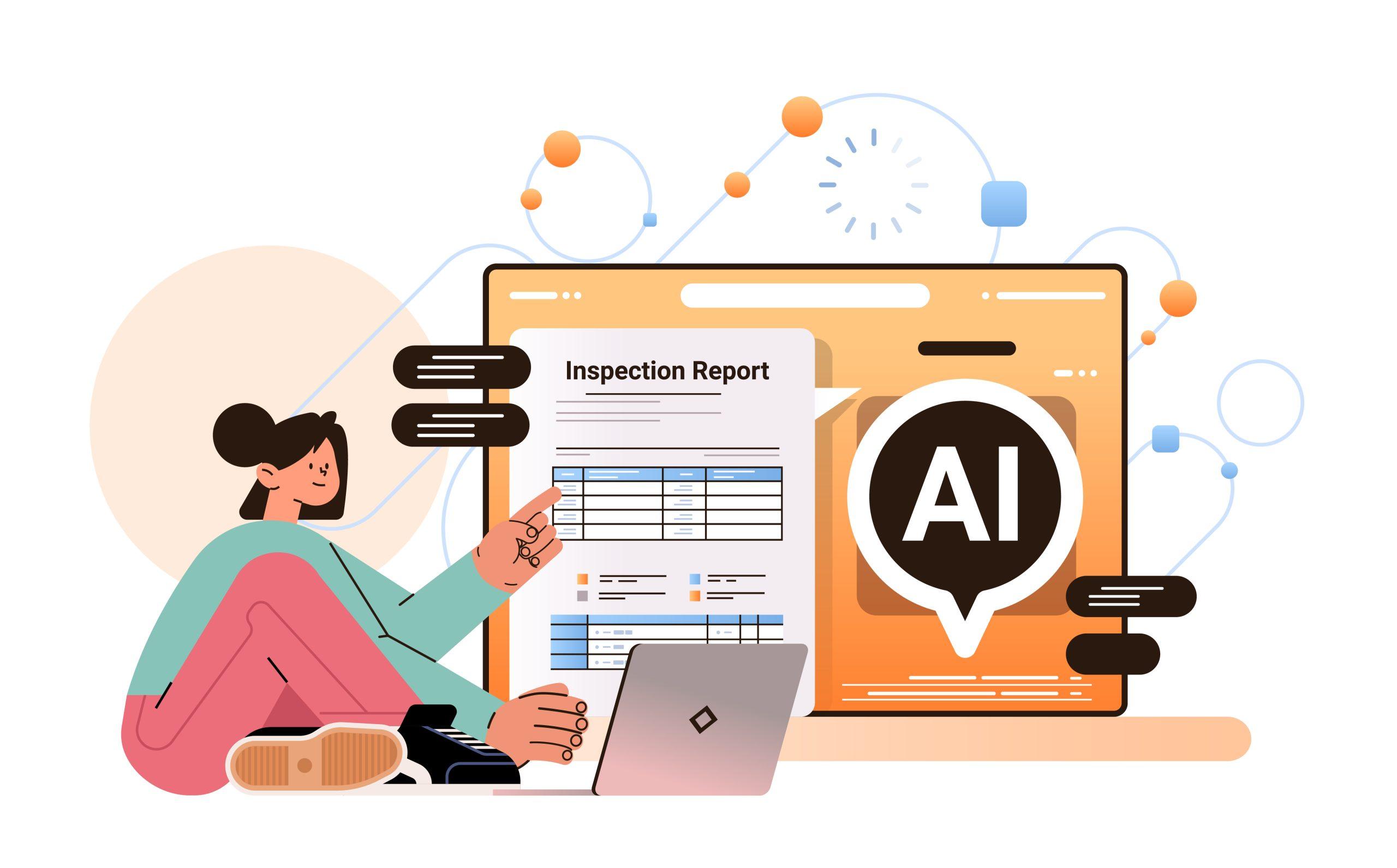 businesswoman with ai helper bot analyzing inspection report quality control production and manufacturing process review AI-in-content-creation
